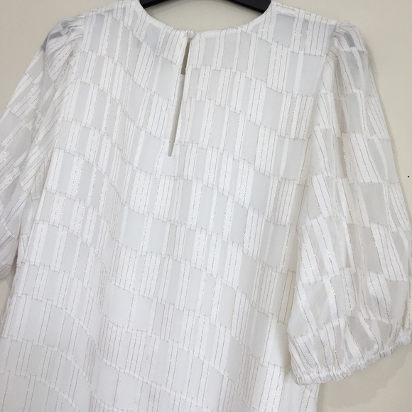 Lulus Check Up On It White and Gold Short Sleeve Mini Shift Dress - Picture 15 of 16